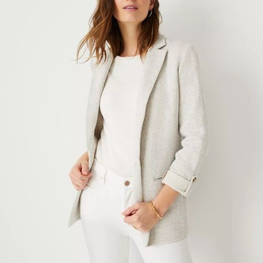 NWOT Ann Taylor Knit Blazer Heather Gray Sz 2